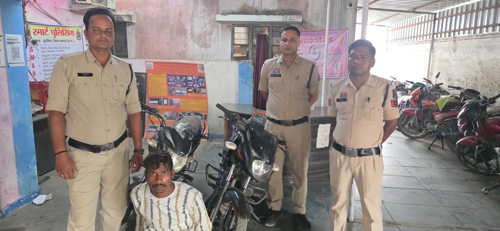 रायगढ़ में बाइक चोर गिरफ्तार: जूटमिल पुलिस की बड़ी कार्रवाई, दो चोरी की मोटरसाइकिल बरामद